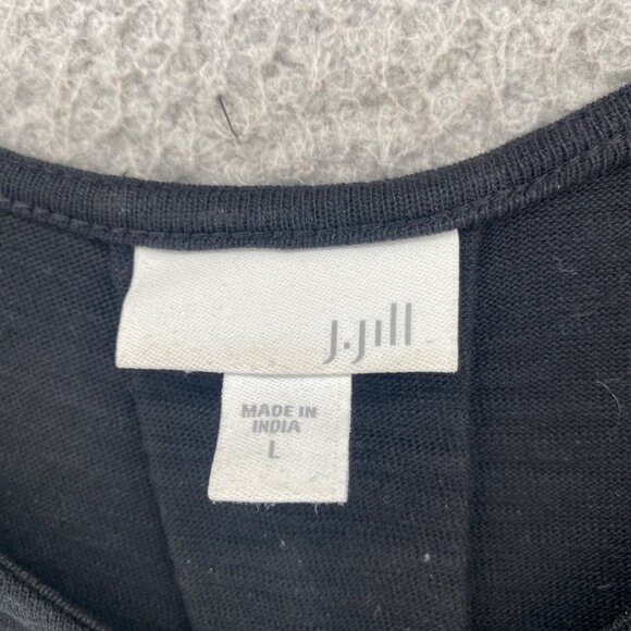 J Jill Dress Womens Large Black Modal Blend Swing Tee Shirt Pleated Pockets Knit - Picture 6 of 11